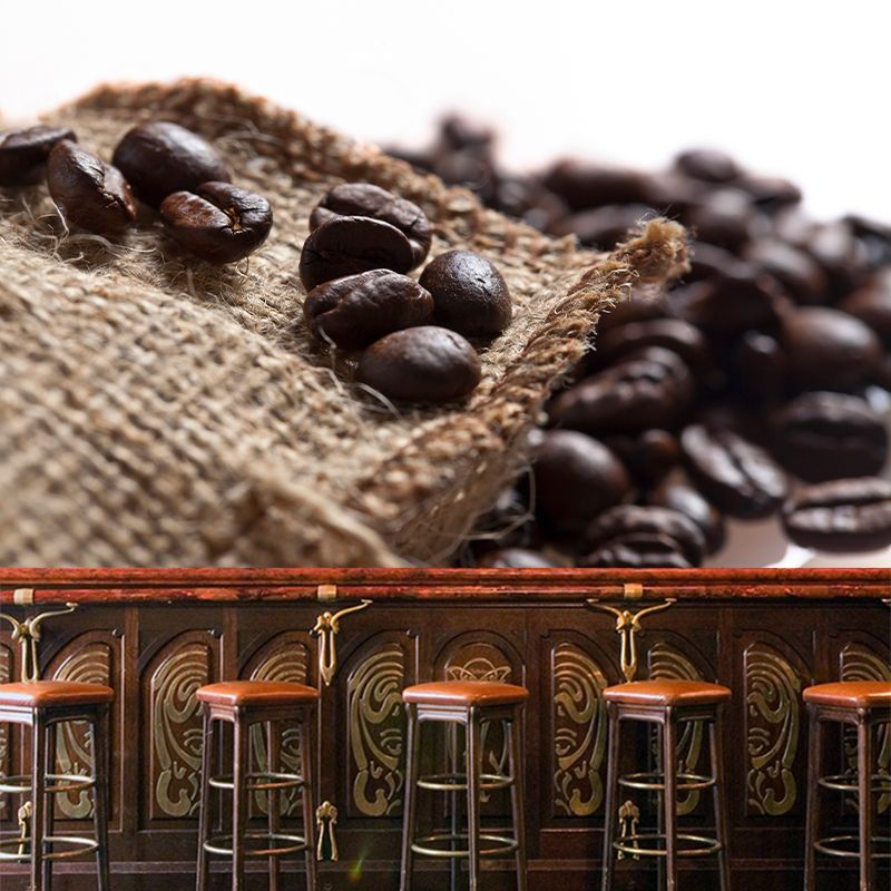 Coffee Beans Mural Wallpaper Moisture Resistant Wall Art for Coffee Shop