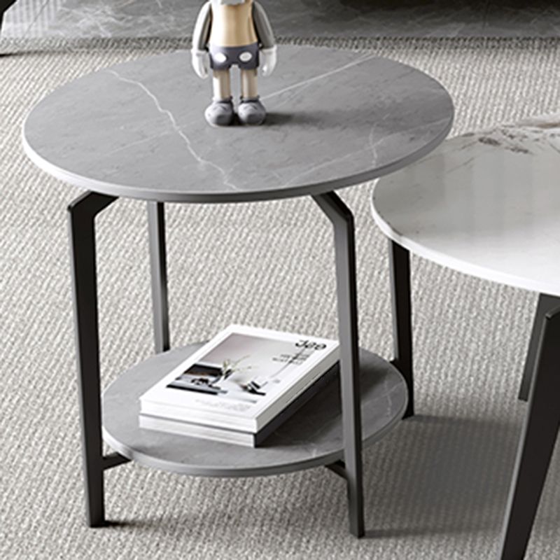 2 Nesting Slate Coffee Table Set Oval Coffee Table with Storage