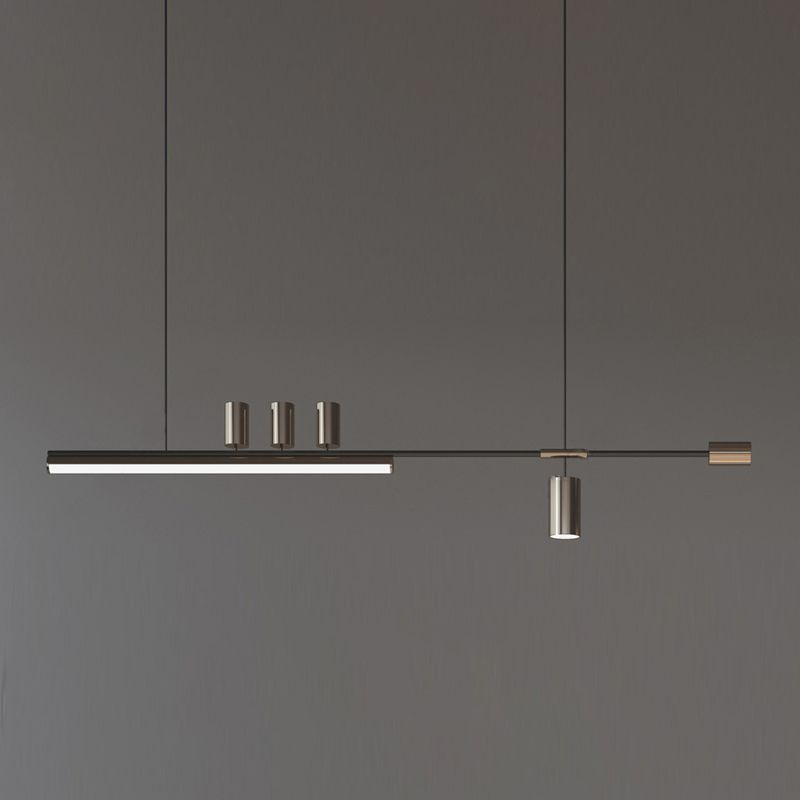 Post Modern Kitchen Island Fixture LED Metal Ceiling Pendant in Black & Gold Finish
