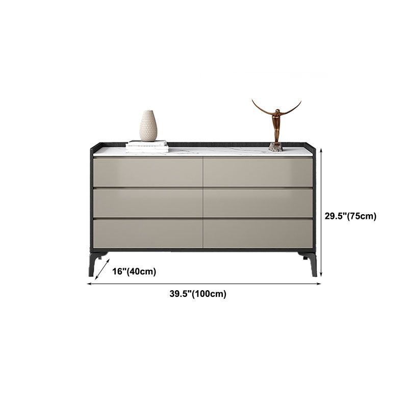 Contemporary Engineered Wood Chest Bedroom Storage Chest in Gray with Drawers