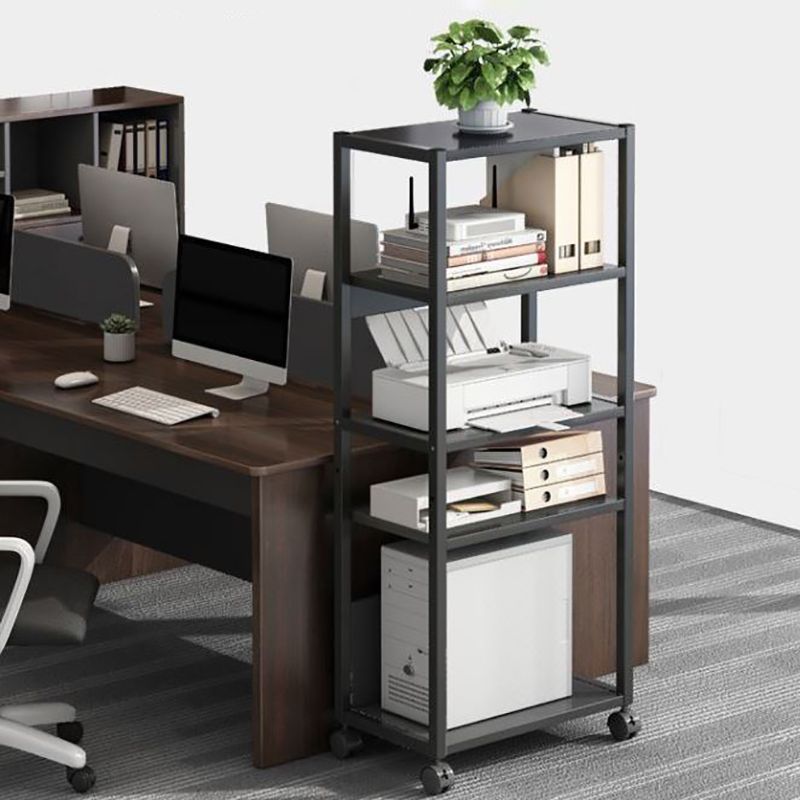 Modern Style Bookshelf Open Back Bookcase with Caster Wheels for Office
