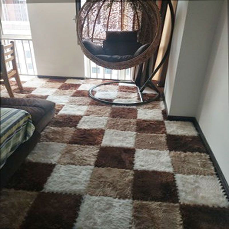 Modern Carpet Tiles Interlocking Color Block Shag Carpet Tiles