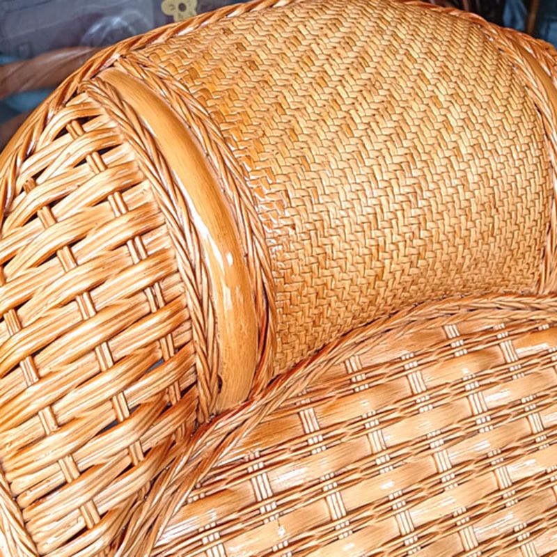 Traditional Rocking Chair Rattan Frame Solid Color Built-in Armrest Indoor Rocking Chair