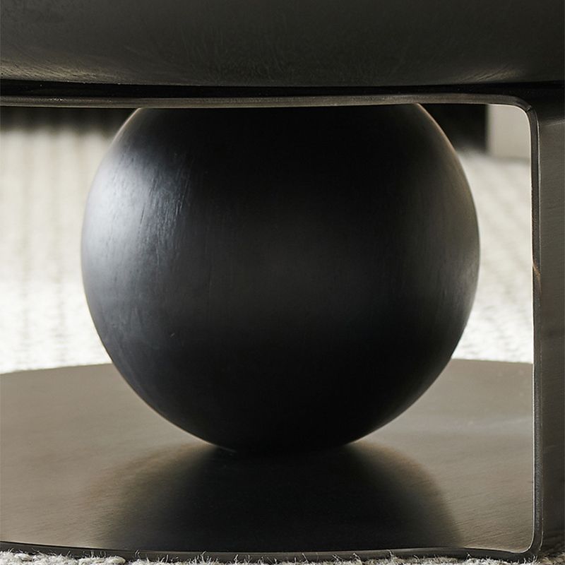 Modern Style Coffee Table with Square Block Base Design Round Glass/wood Table