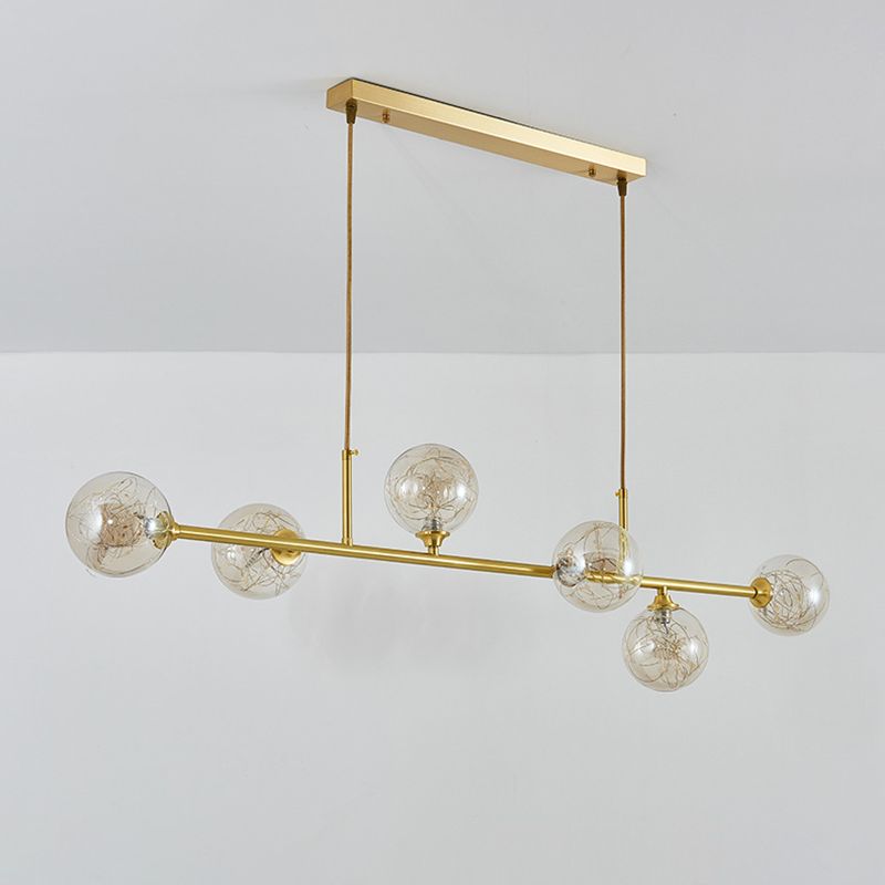 Modern Style Dining Chandelier Light Round Glass Shade Hanging Light for Dining Room