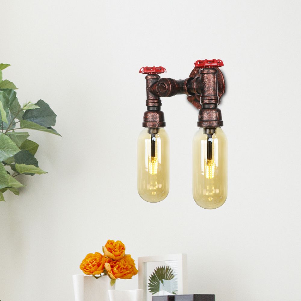 Metall verwitterte Kupferleuchte Lampenwasserrohr 2/4 Lichter Wohnzimmer LED -Wandhalterung Beleuchtung