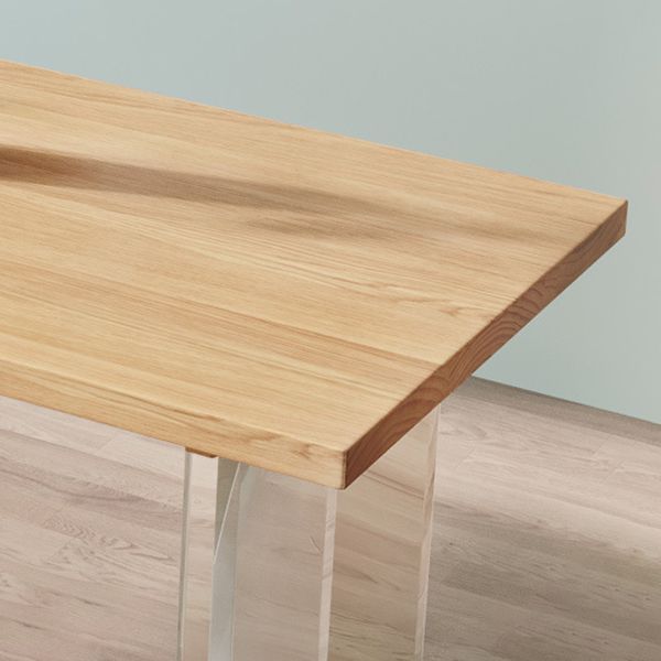 Rectangle Double Base Dining Table Modern Pine Wood Table for Living Room