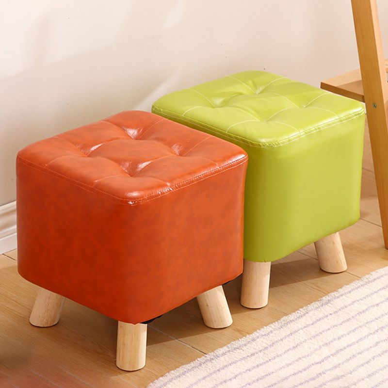 Water Resistant Pouf Tufted Whole Colored Square Faux Leather Pouf Stool