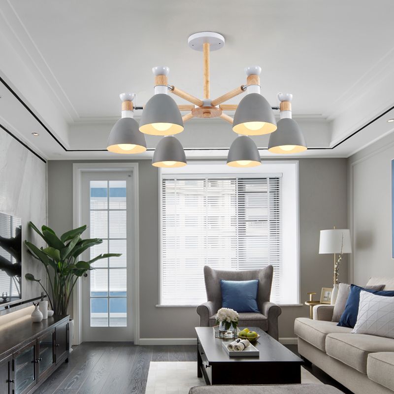 Multi Light Cone Hangende kroonluchter moderne macaron -stijl metalen hangende lamp voor slaapkamer