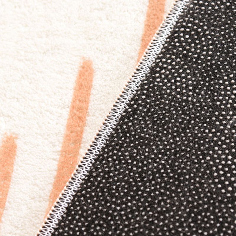 Minimalist Abstract Lines Rug White Tone Polyester Area Carpet Non-Slip Backing Rug for Living Room