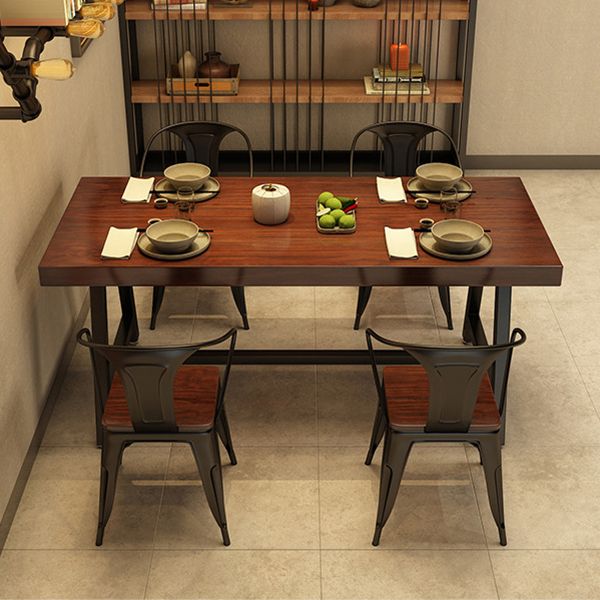 Industriële rechthoek eetkamer tafel dennen vaste houten tafel met schroefbasis