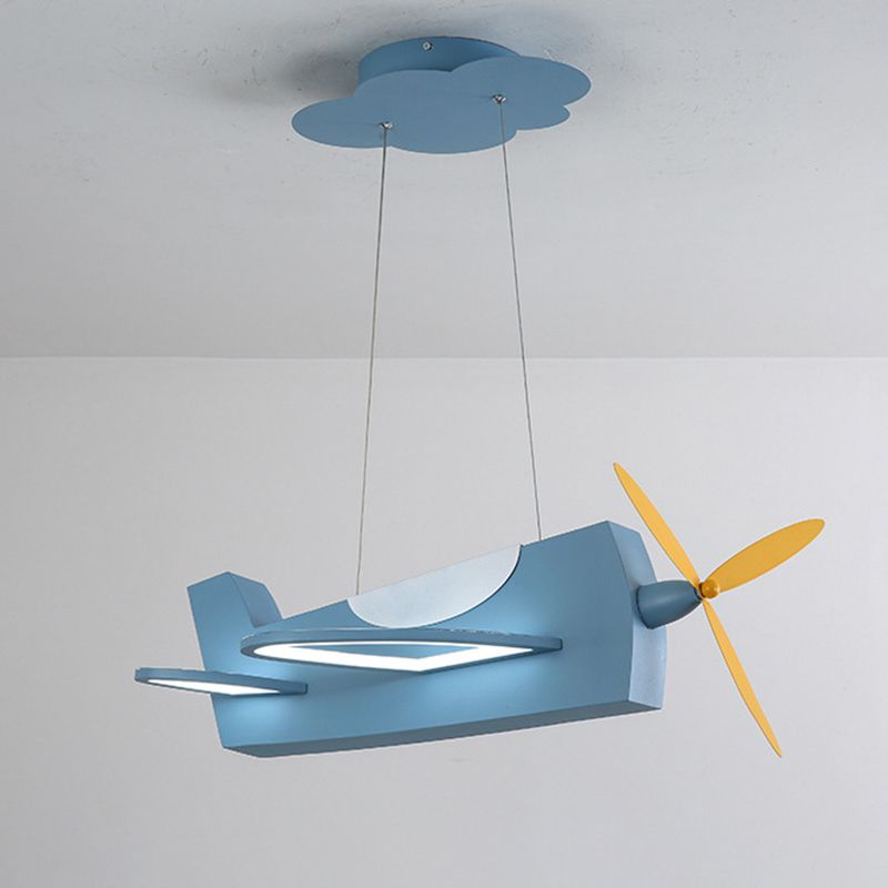 Propeller Plane Classroom Pendant Lighting Metal Creative Kids LED Chandelier Light