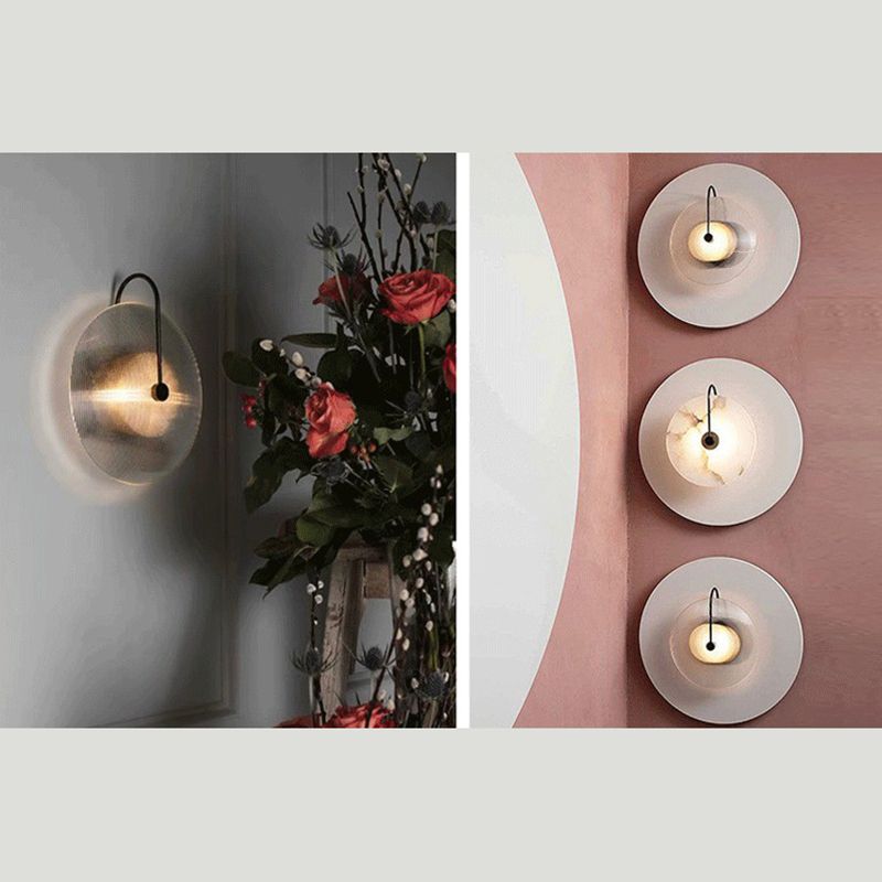 Hedendaagse 1-licht wandkandelcirkelcirkel Glazen wand gemonteerd licht voor woonkamer