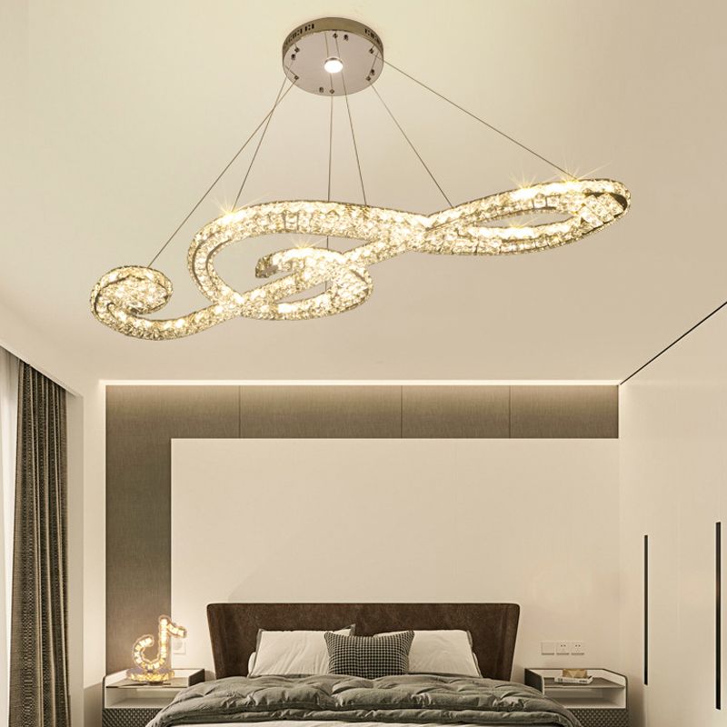 Contemporary Pendant Lights Note Shape Island Lights Crystal 2 Light for Kitchen Island