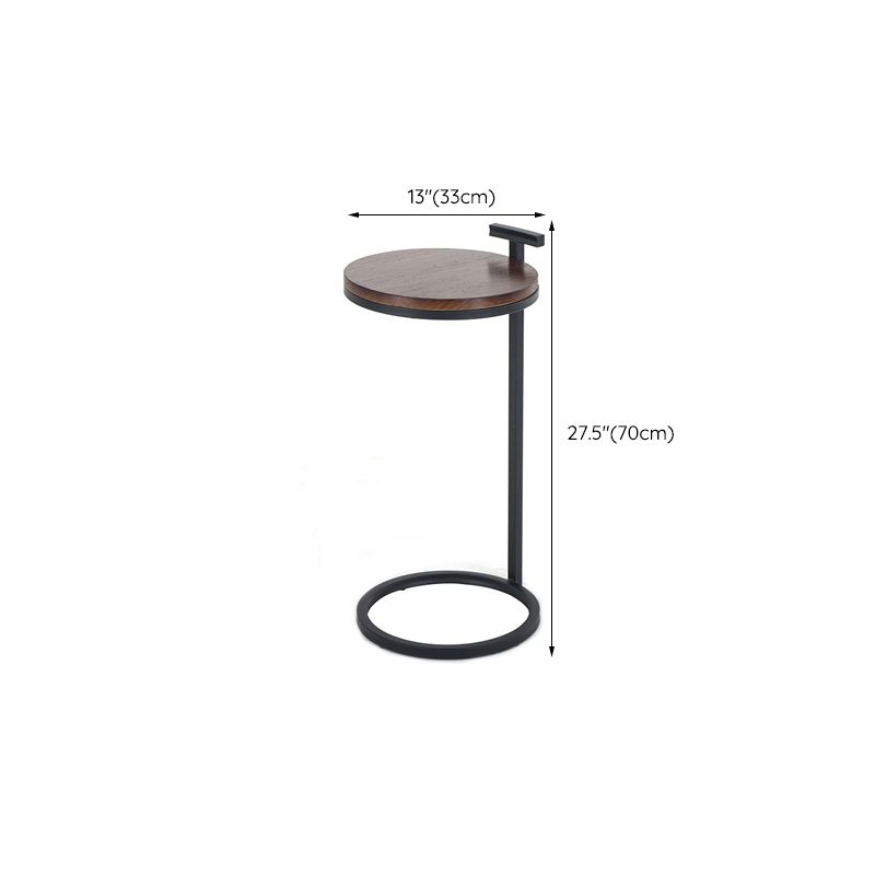 Wood 27.55-inch Tall Side Table Round Walnut Brown End Table