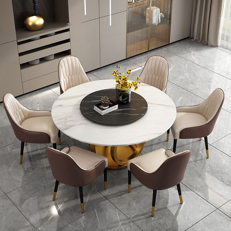 1/2/5/6/7 Pieces Round Modern Marble Furniture Standard Height Dining Table Set