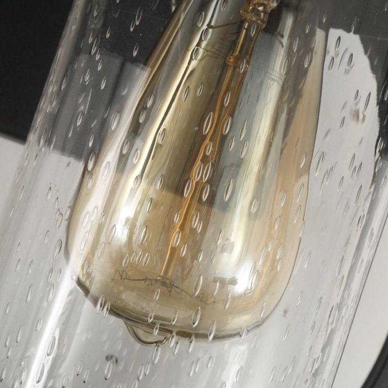 1 Cylindre Light Cylinder Light Vintage Black Clear Creater Glass Wall Lampe avec cadre rond