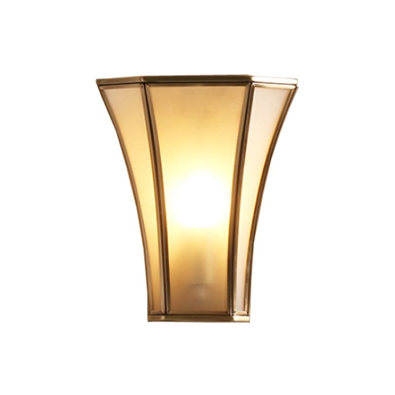 1 kop spoelige montage wandlicht retro afgeschuinde matte opaal glazen wand sconce in goud