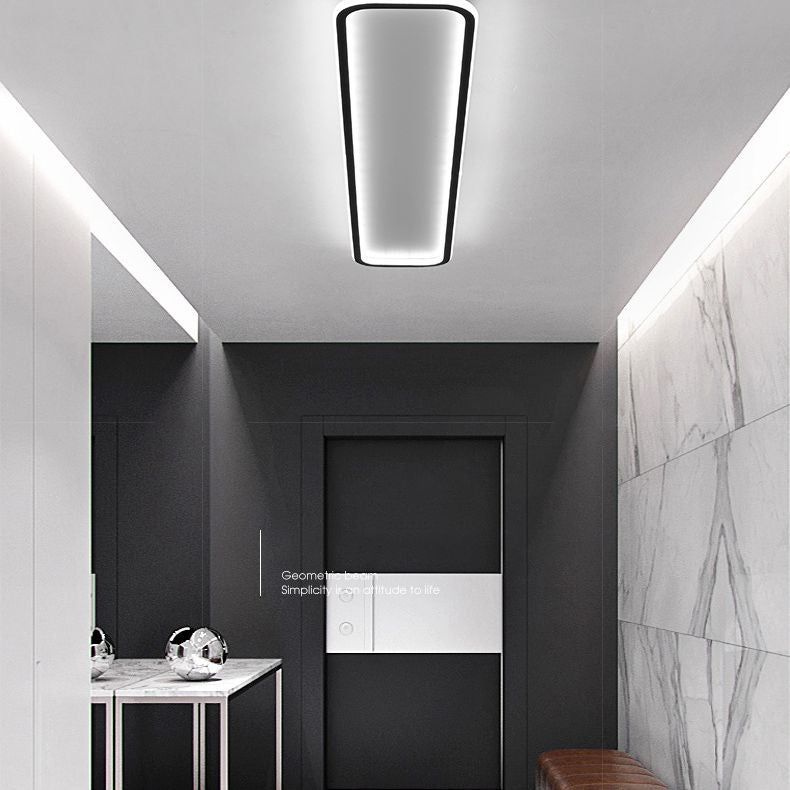 Living Room LED Flush Mount Lighting Modern Black Flush Ceiling Light Fixture with Rectangle Metal Shade