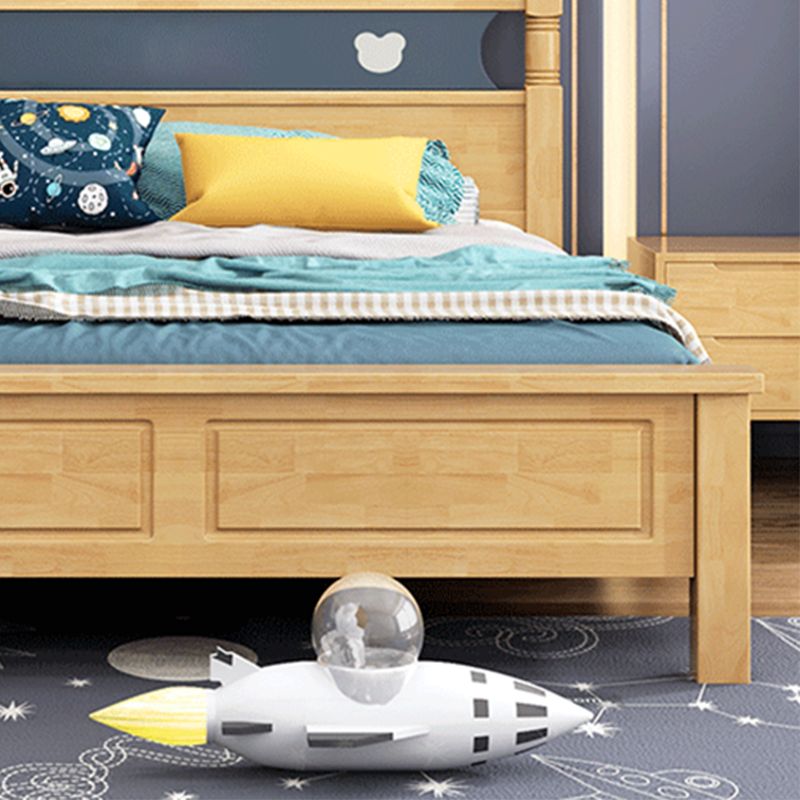 Scandinavian Solid Wood Mattress Included with Headboard Camelback Panel Bed Frame