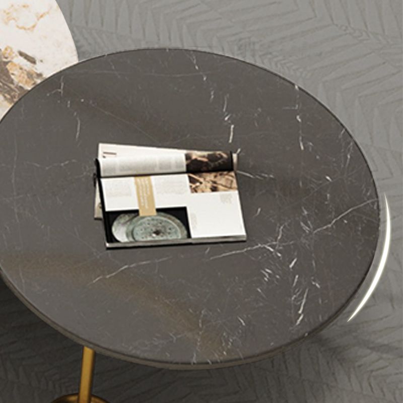 Round Slate Coffee Table Contemporary Three Legs White Cocktail Table