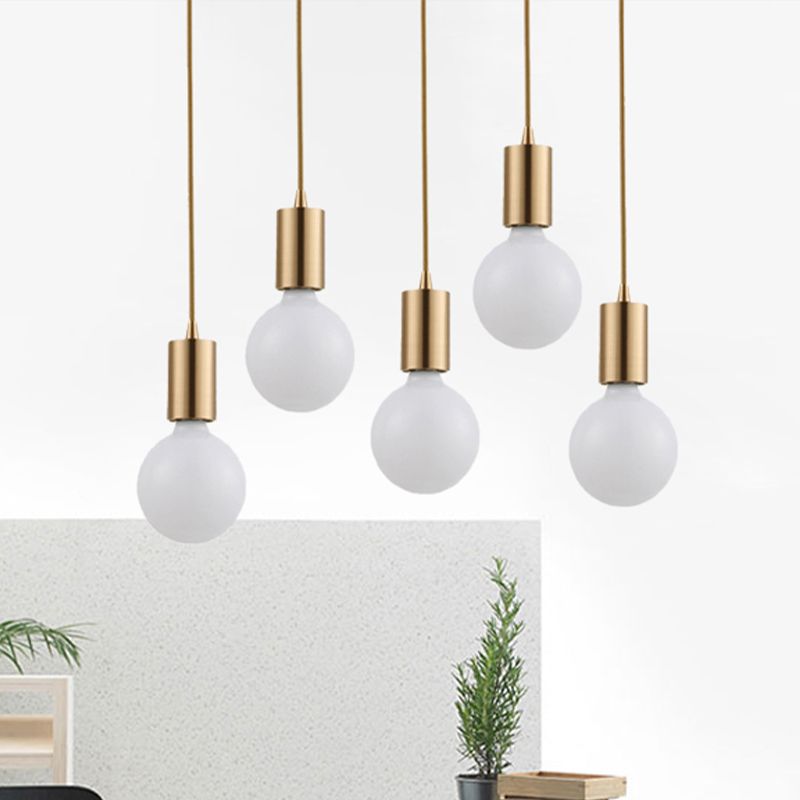 1 Light Bare Bulb Hanging Lamp Retro Vintage Brass Metal Indoor Pendant Lighting