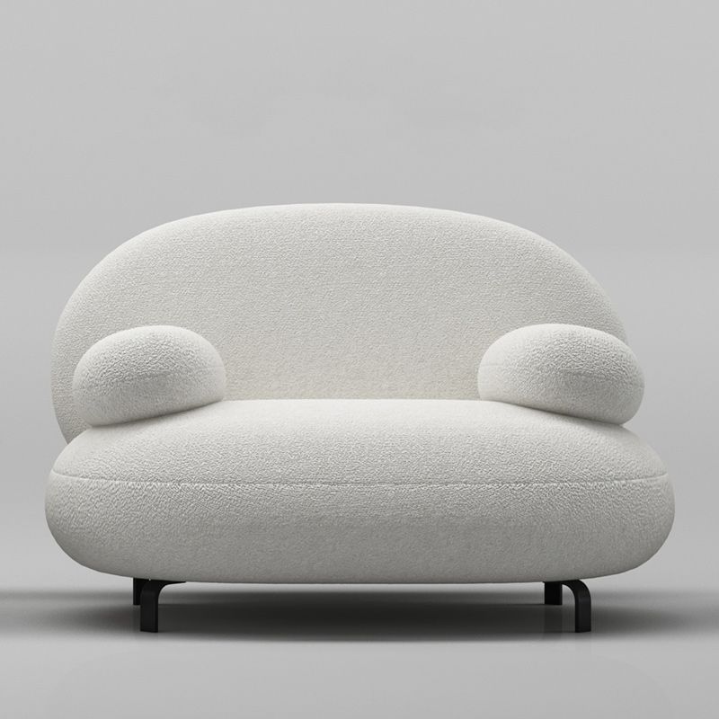 Modern 27.55" H White Wool Pillow Top Arm Sofa for Living Room