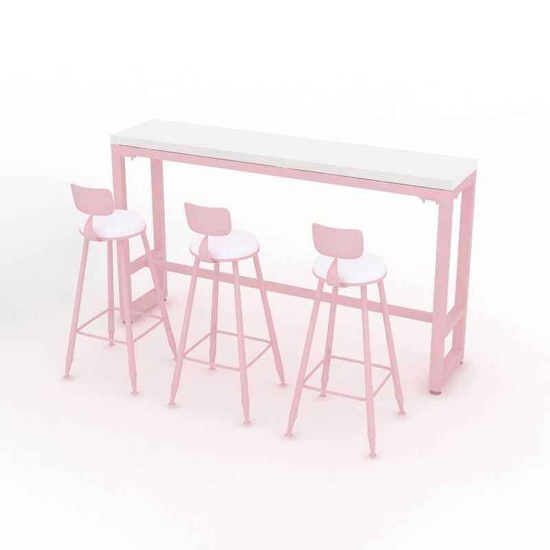 Modern 1/5 Pieces Bar Table Set Rectangle Stone Counter Table with High Stools for Cafe