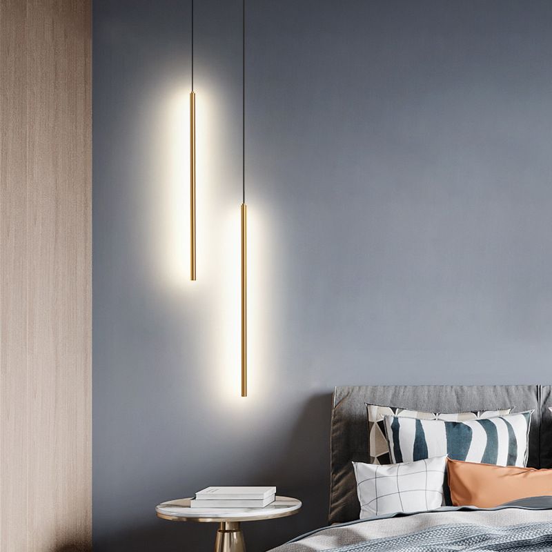 Linear Shape Hanging Lighting Modern Style Metal 2 Light Hanging Lamp for Living Room