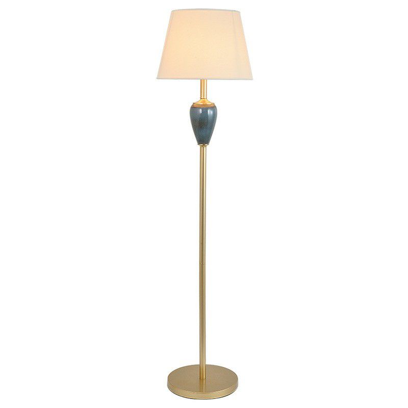 Empire Shade Living Room Floor Lamp Rustic Fabric Single-Bulb Floor Standing Light