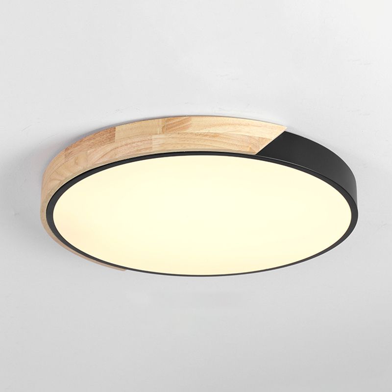 Plafonnier LED de forme ronde macaron fer moderne 1 lumière encastré pour salon