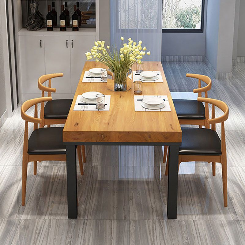 Industrial Rectangle Solid Wood Table Standard Height Dining Table with 4 Legs