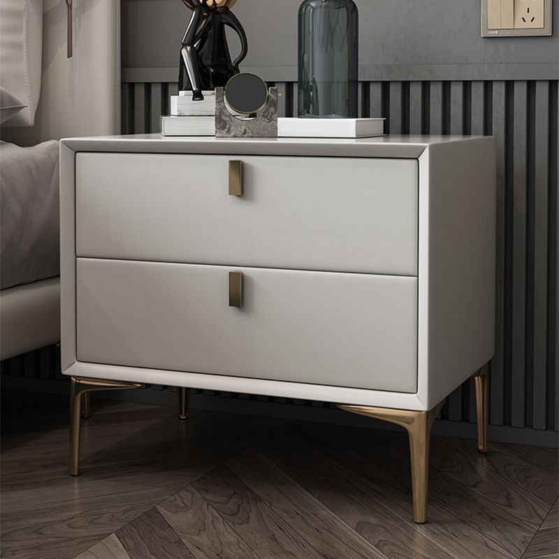 2 Drawer Solid Wood Modern Night Table Drawer Storage Bed Nightstand