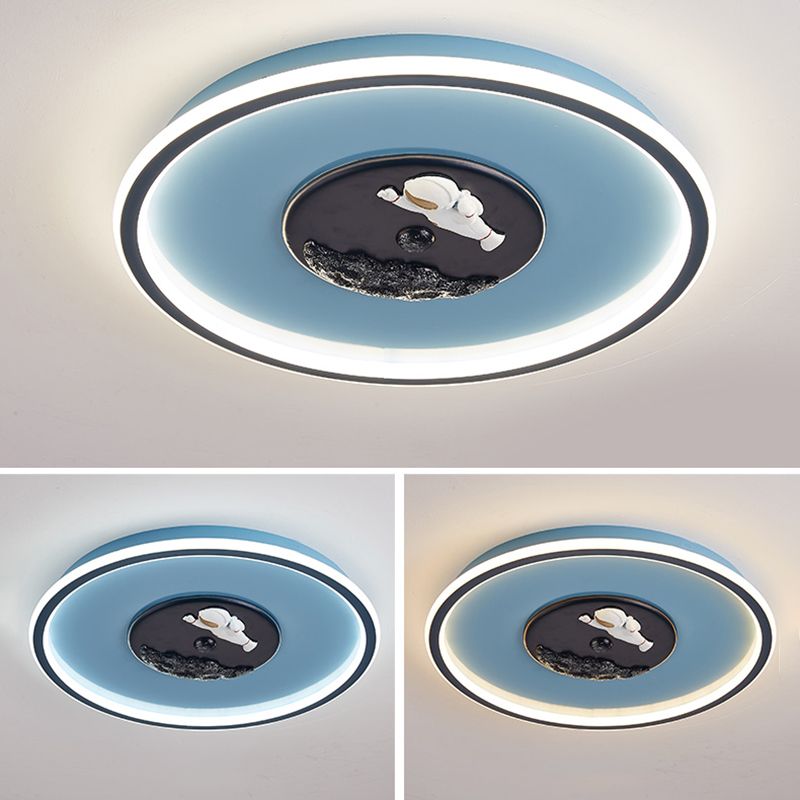 Children Room Flush-mount Lamp Creative Cartoon LED Ceiling Lamp in Blue