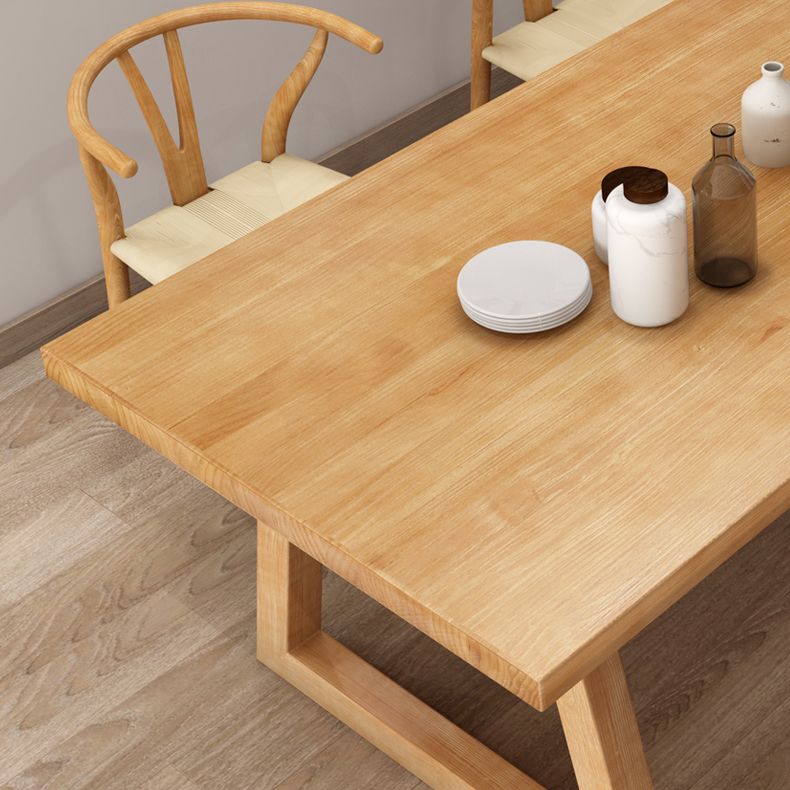 Dennen vaste houten rechthoek tafel moderne eettafel in de natuur met dubbel voetstuk