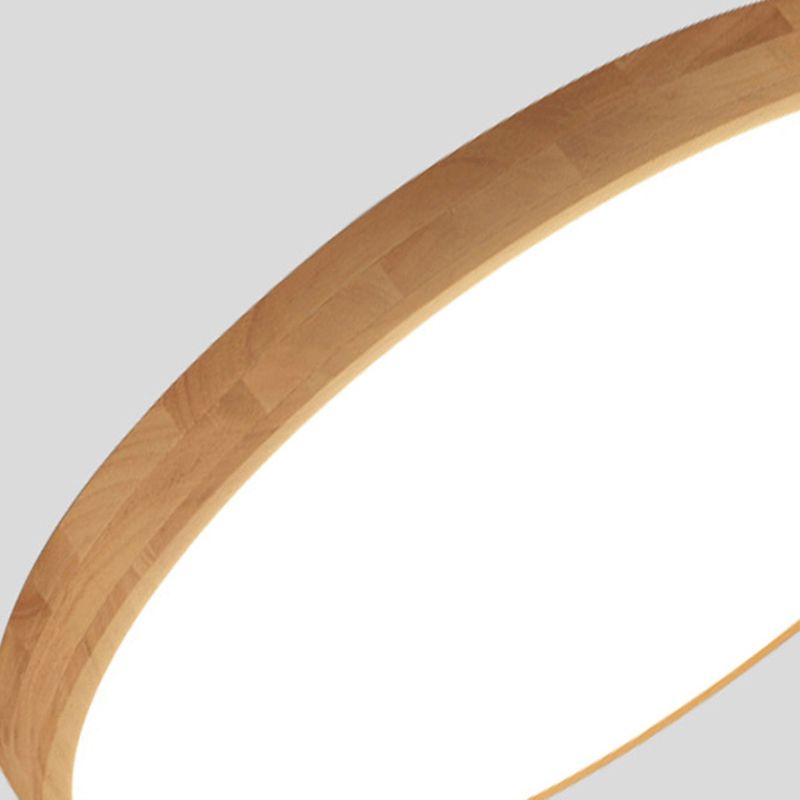 1-Light Wood Flush Mount Led Light Fixture Modern Style Circle Flush Mount Ceiling Lighting