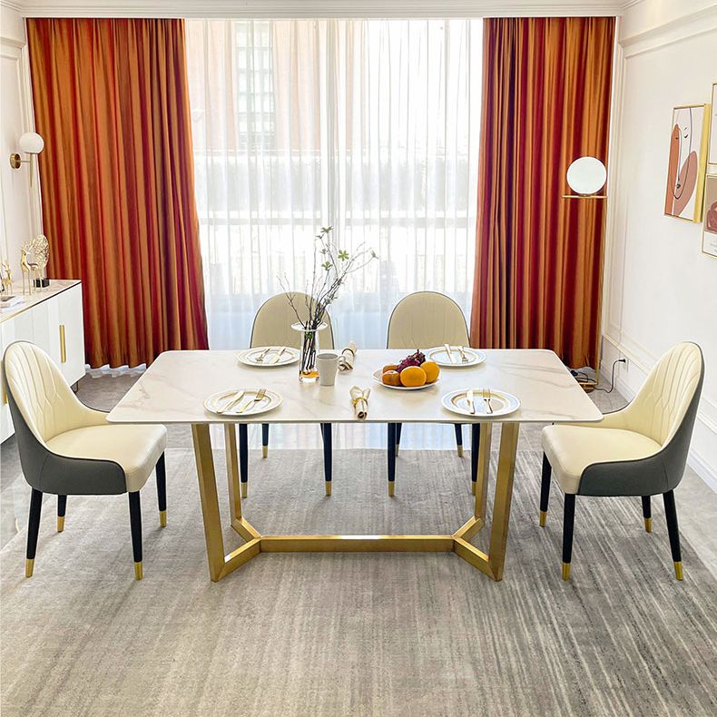 Scandinavian Metal Base Dining Table Rectangle Formal Dinette Set for Dining Room