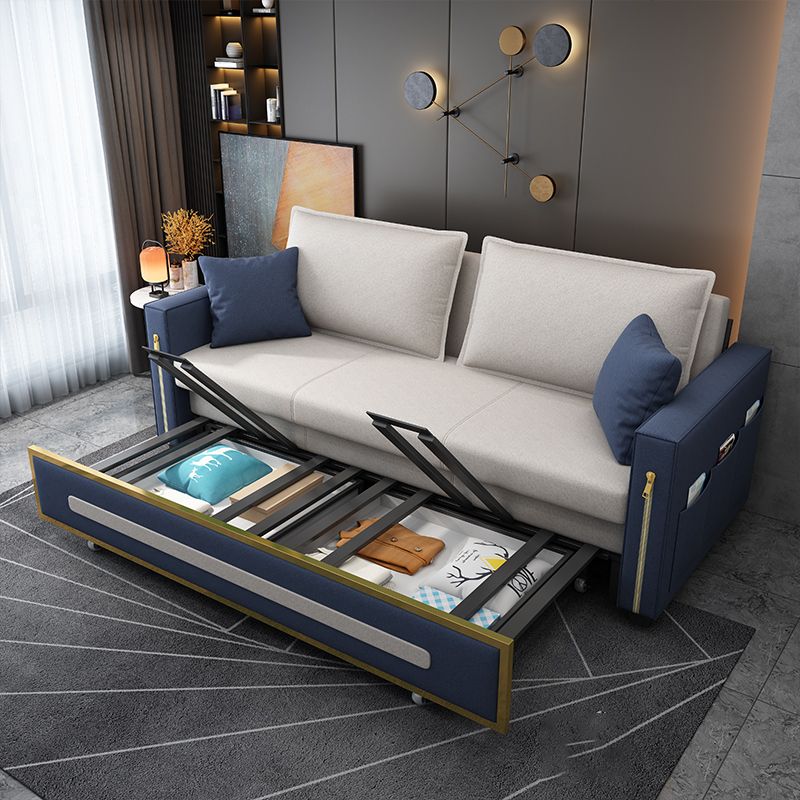 Pillow Included Sofa Futon Square Arms Futon Sofa Bed with Storage