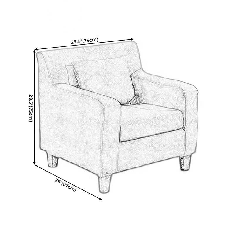 24.4"Wide Linen/Faux Leather Arm Chair with Pillow Back and Basic Four Legs