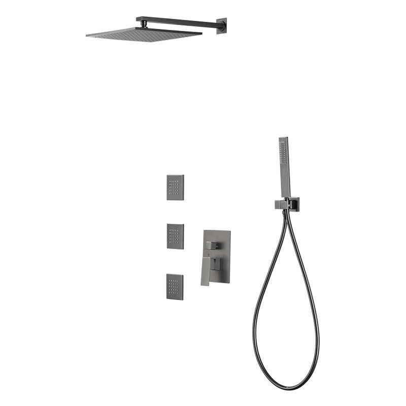 Modern Shower Faucet Brass Square Adjustable Shower Head Wall Mounted Shower Set