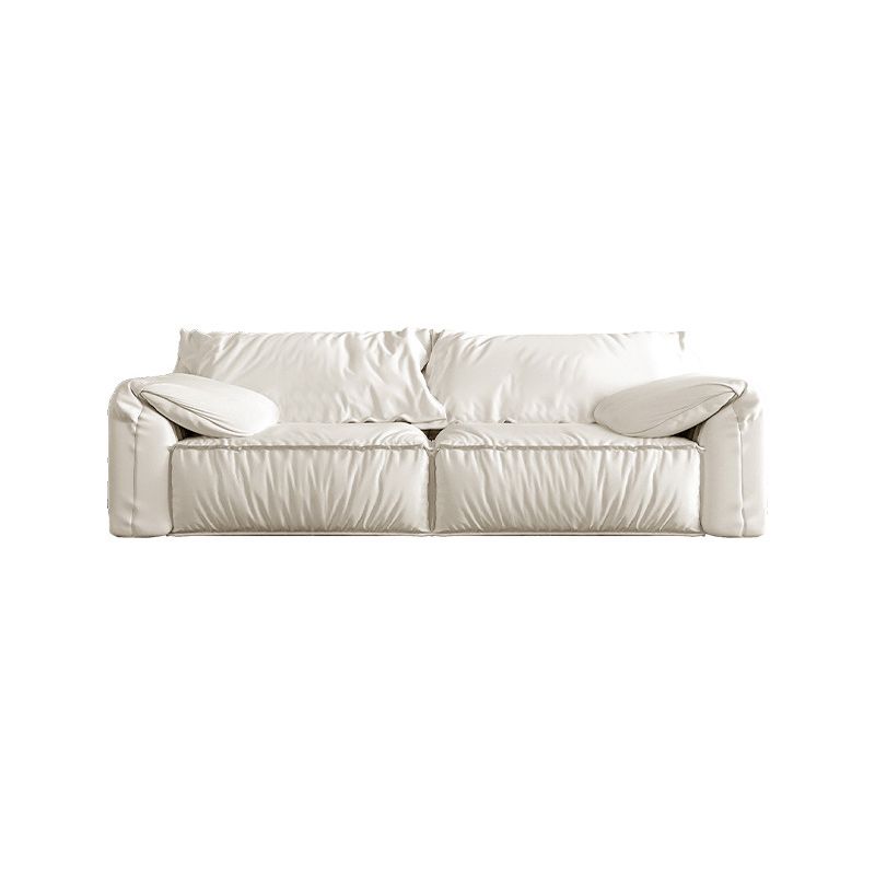 Contemporary Leather Sofa Pillow Top Arm Sofa with Cushions Back