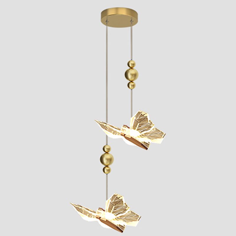Gold Acrylic Down Lighting Pendant Contemporary 1-Light Ceiling Light for Bedroom