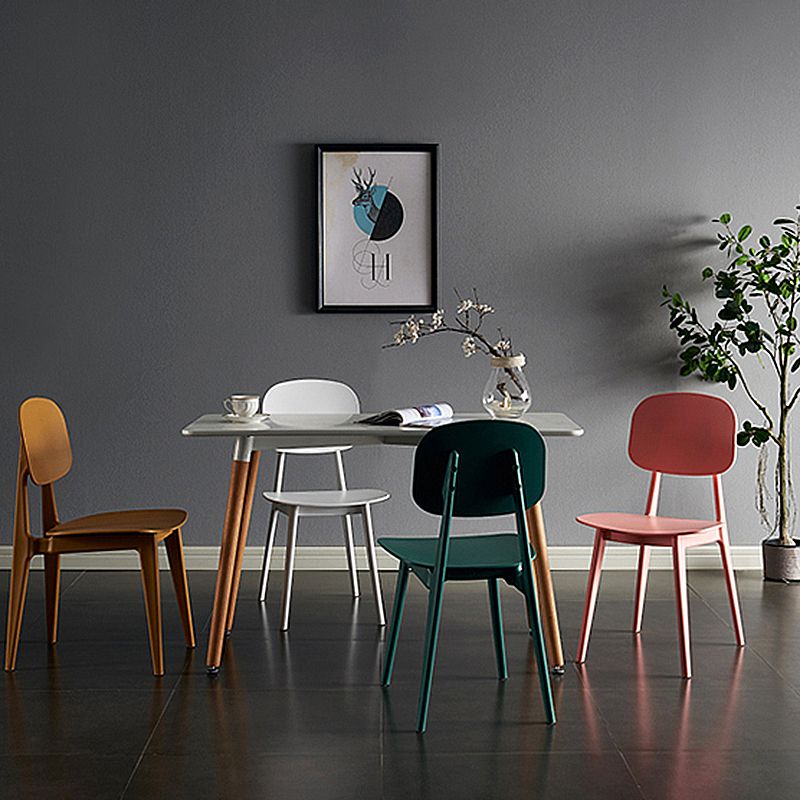 Scandinavian Plastic Armless Dining Chairs Open Back Side Chair (Set of 4)