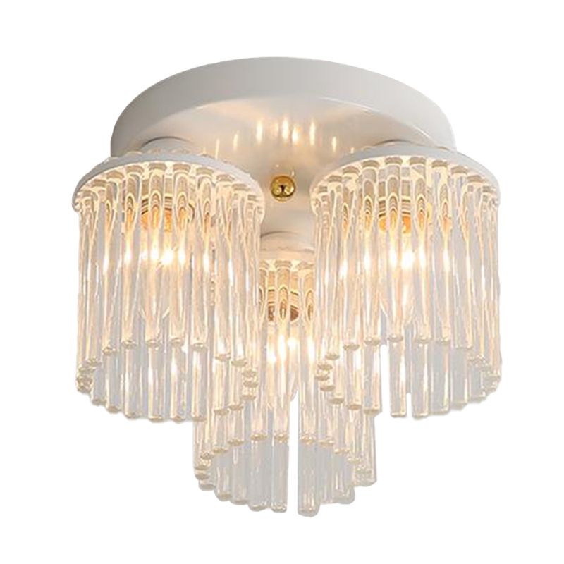 Lámpara de techo con varilla de cristal, montaje empotrado, pétalo/cilindro blanco, moderna, 1/3/5 luces