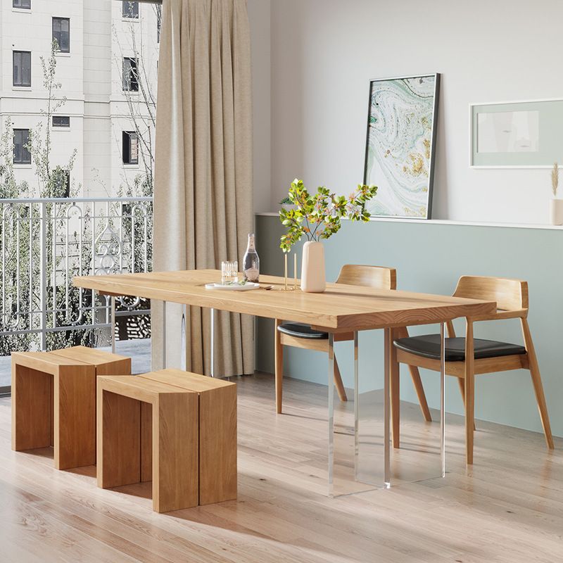 Modern Wood Top Dining Table Double Pedestal Table for Kitchen