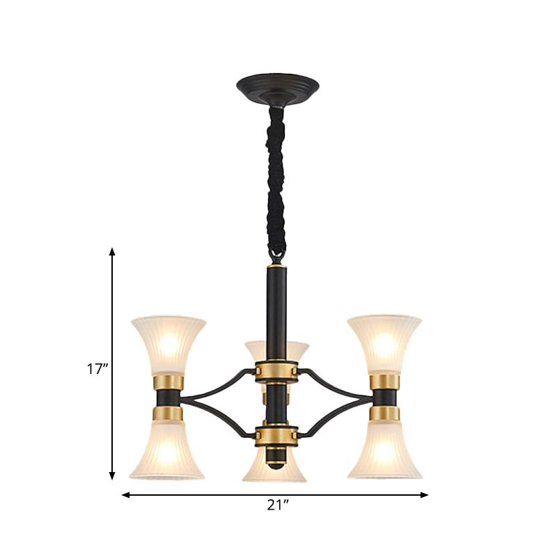 Pendre suspension à suspension évasée blanche 6/12/16 Lumières Chandelier moderne en noir et or