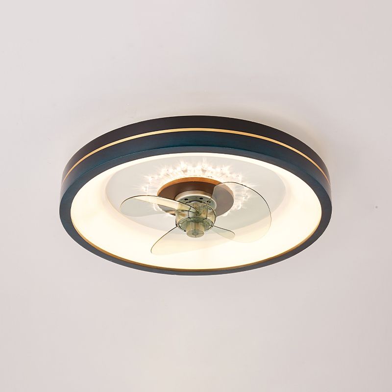 LED Wooden Ceiling Fan Light Modern Ceiling Mount Lamp with Acrylic Shade for Living Room