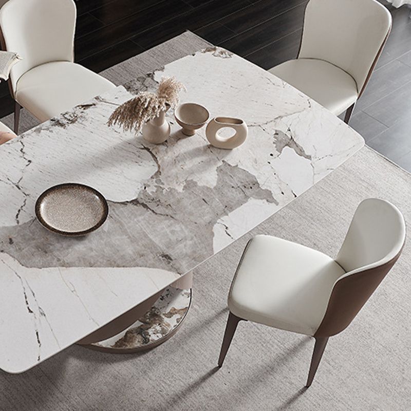 Glam Sintered Stone Dining Table Dining Rectangle Table with Metal Leg