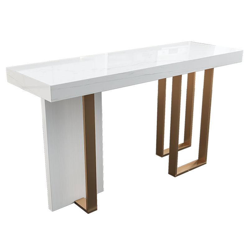 Faux Marble Bistro Bar Table Rectangle White Bar Table for Home