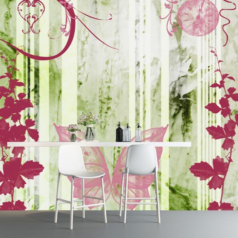 Illustration Stain Resistant Mural Wallpaper Butterfly Decorative Living Room Wall Mural